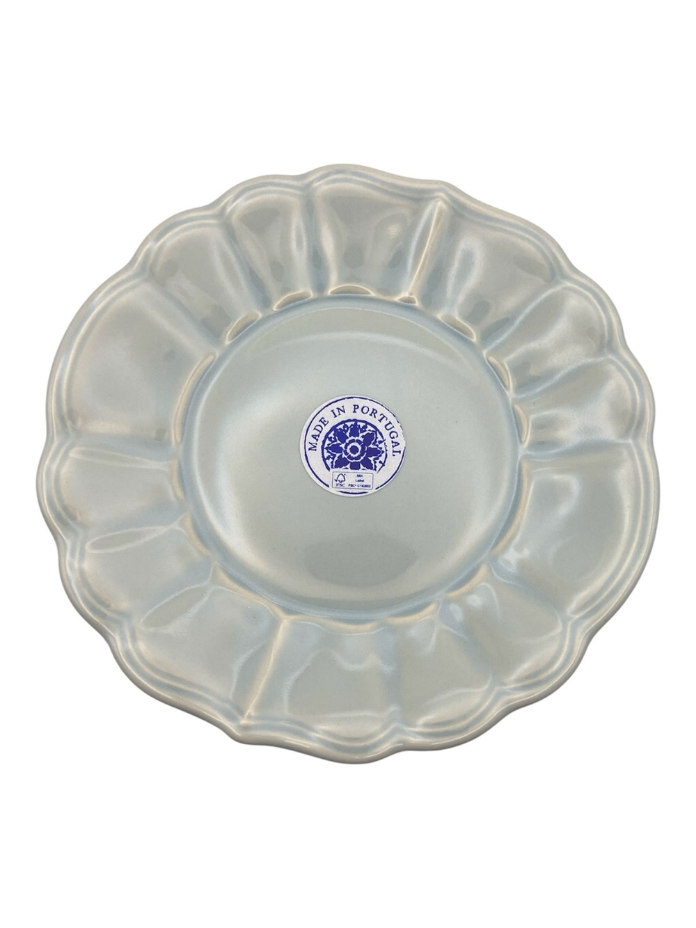 Set‎ of 4 Portugal Light Blue Scalloped Salad Plates 8” Ceramic Boho Cottagecore